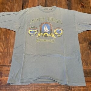 Prairie Mountain Nags Head Nautical Challenge Graphic T-Shirt Mens XL Blue Green